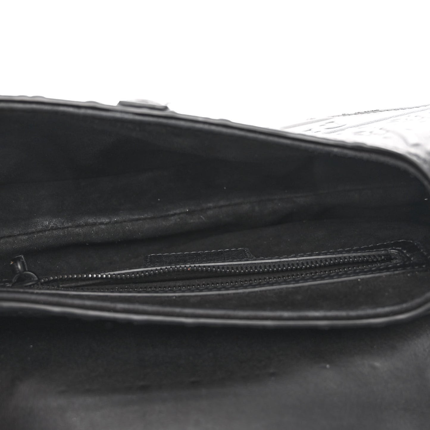 Calfskin Embossed Oblique Saddle Bag Black
