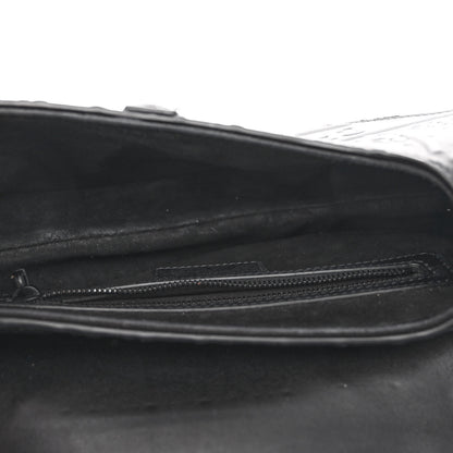 Christian Dior Calfskin Embossed Oblique Saddle Bag Black 5 of 9