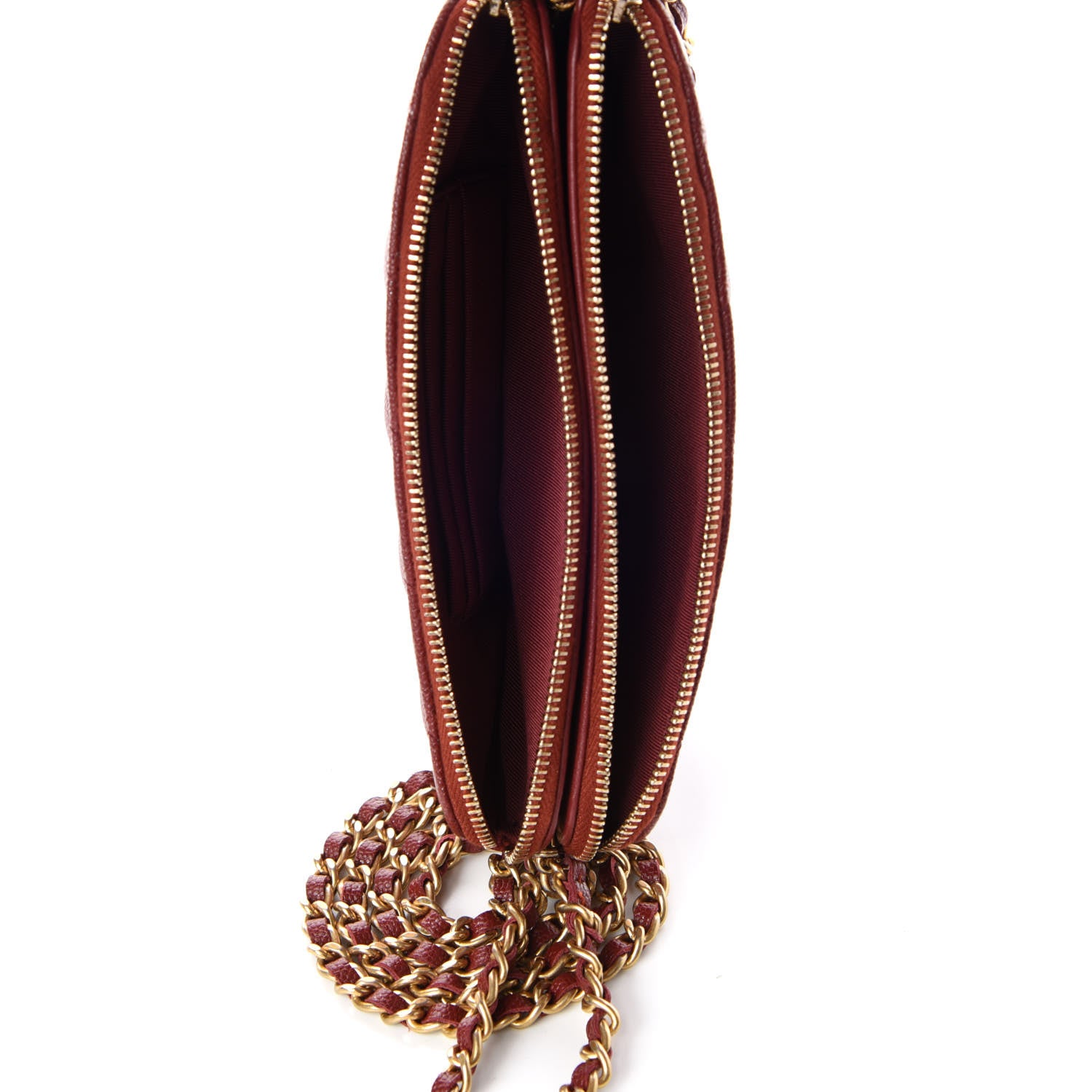 Chanel Iridescent Caviar Quilted Clutch With Chain Burgundy 7 of 11