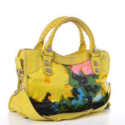 Balenciaga Agneau Canvas Floral Giant 21 Silver Hardware City Bouton D or 3 of 34