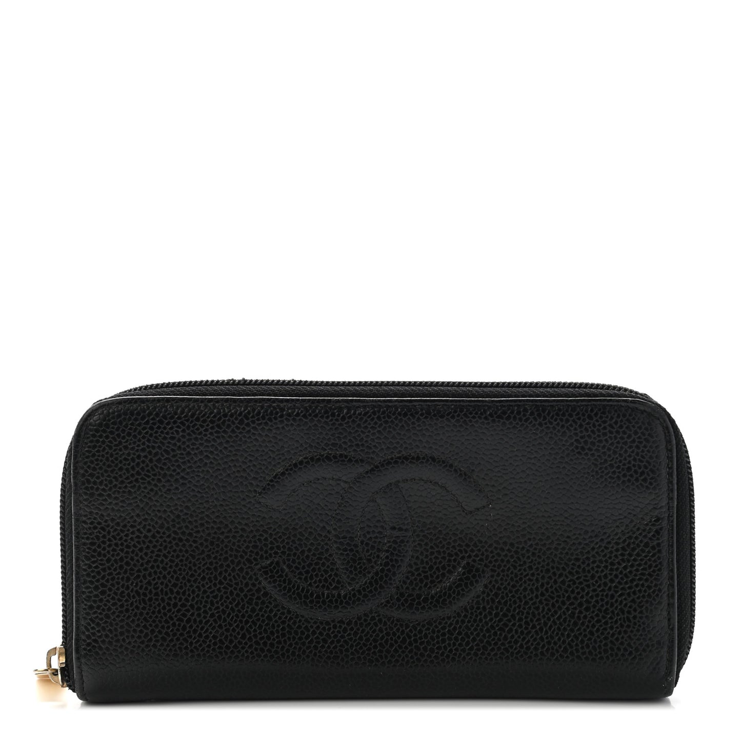 Caviar Large Timeless CC Zip Around Wallet Black