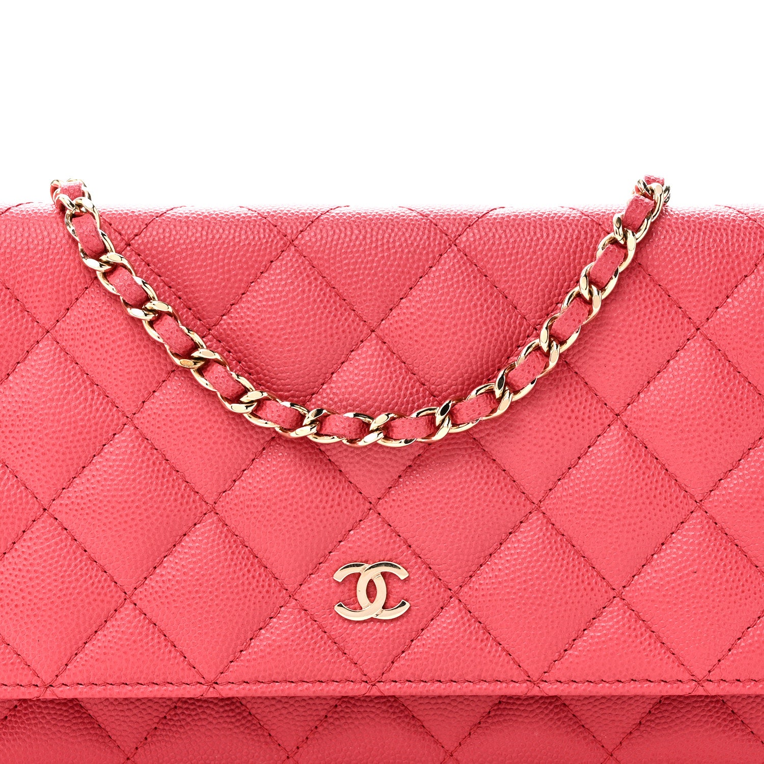 Chanel Caviar Quilted Wallet on Chain WOC Pink 8 of 10