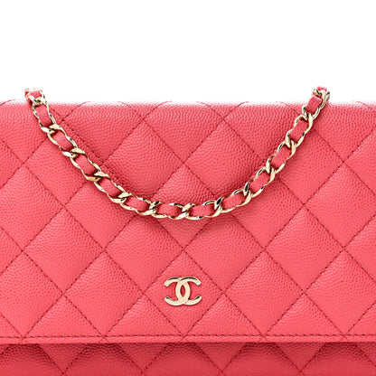 Chanel Caviar Quilted Wallet on Chain WOC Pink 8 of 10