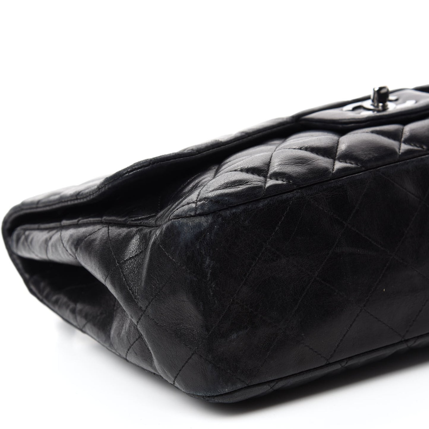 Lambskin Quilted Jumbo Single Flap Black