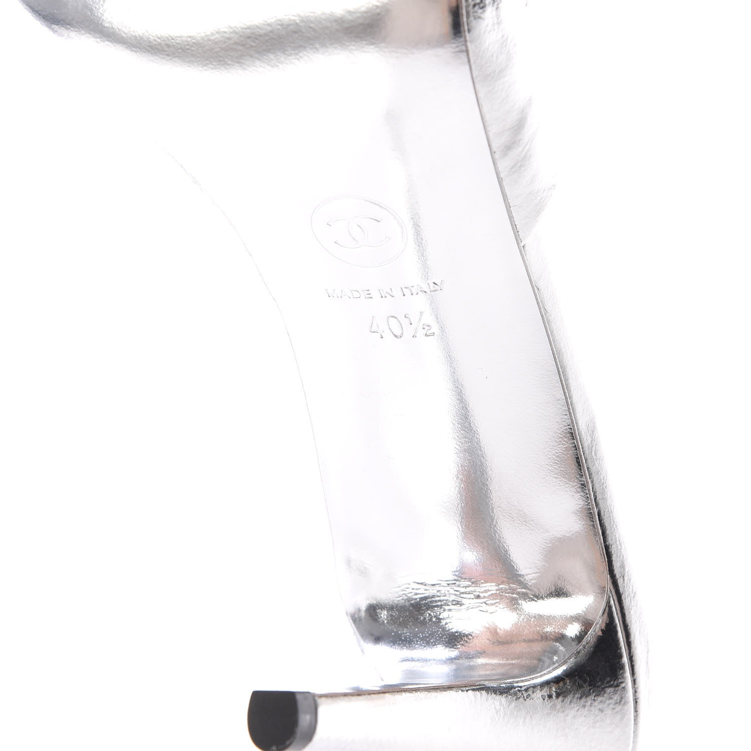 Chanel Metallic Goatskin CC Mules 40.5 Silver 6 of 9