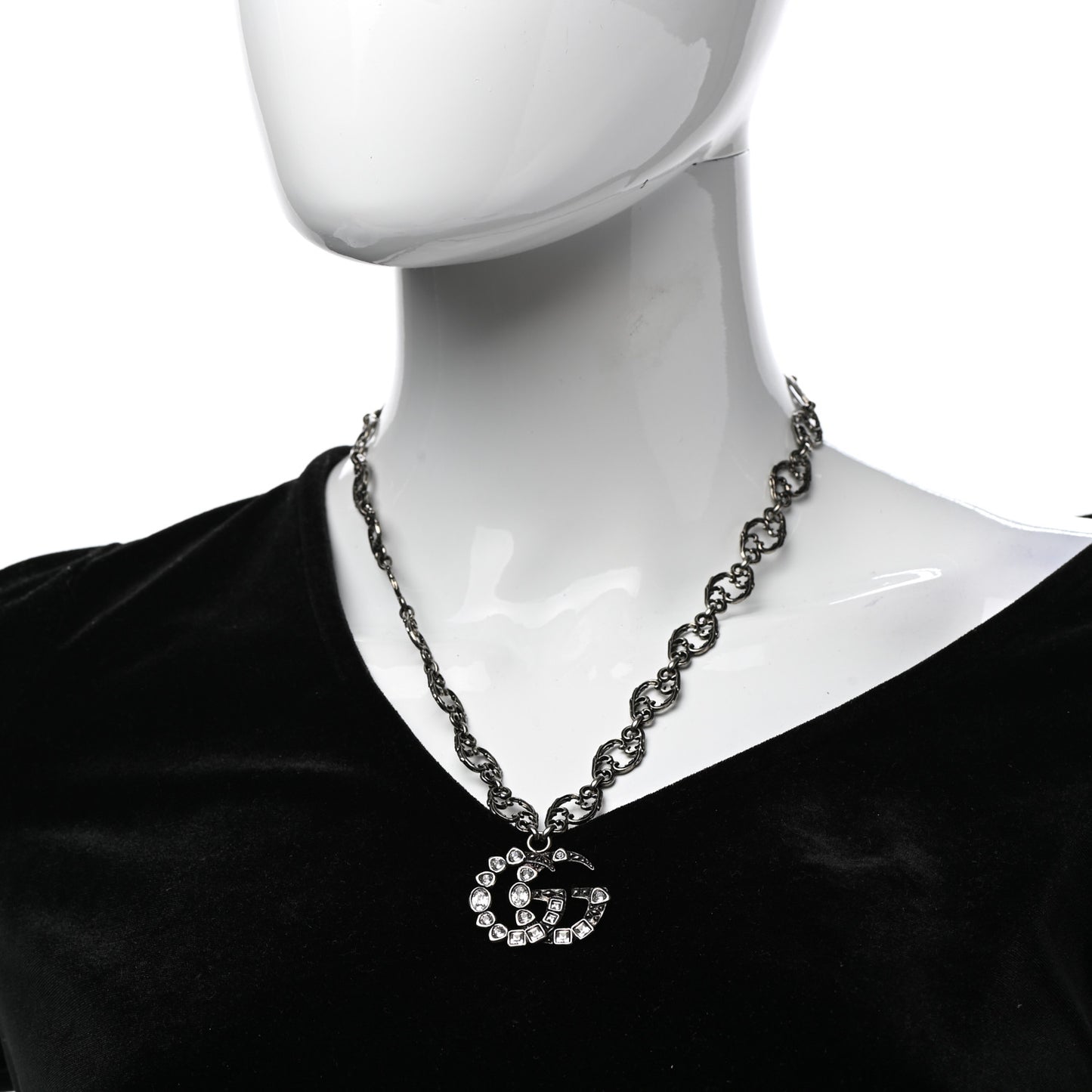 Crystal Marmont Necklace Aged Silver