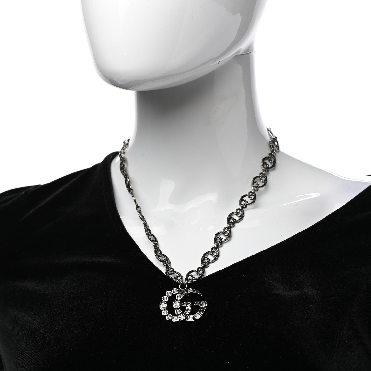 Gucci Crystal Marmont Necklace Aged Silver 2 of 6