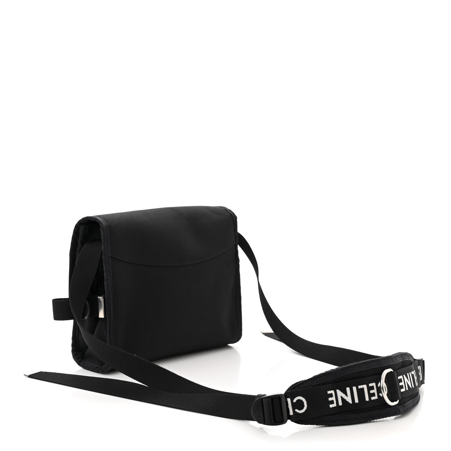 Celine Cotton Gabardine Logo Print Messenger Bag Black 3 of 10