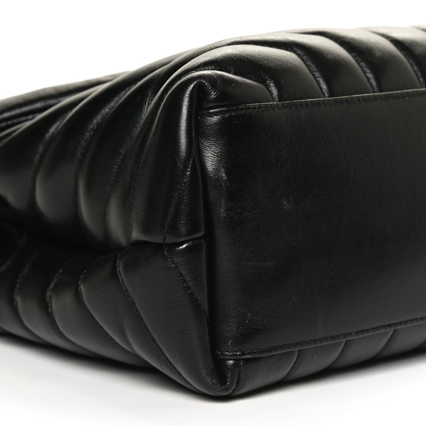 Calfskin Y Quilted Monogram Medium Loulou Chain Satchel Black