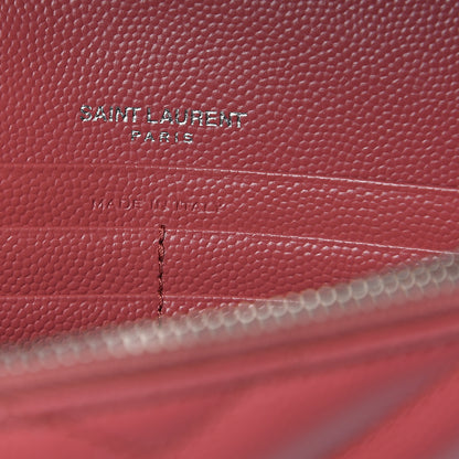 Saint Laurent Grain De Poudre Matelasse Chevron Monogram Envelope Chain Wallet Blush Fonce 5 of 9