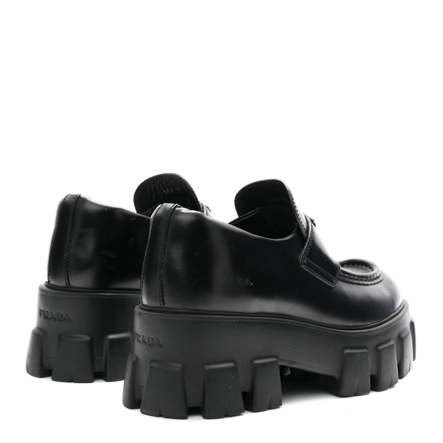 Spazzolato Rois Metal Triangle Logo Monolith 55mm Loafers 37 Black