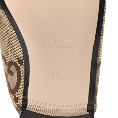 Gucci Monogram Jumbo GG Malaga Kid Womens Princetown Slippers 35.5 Camel Ebony New Acero Beige 7 of 9