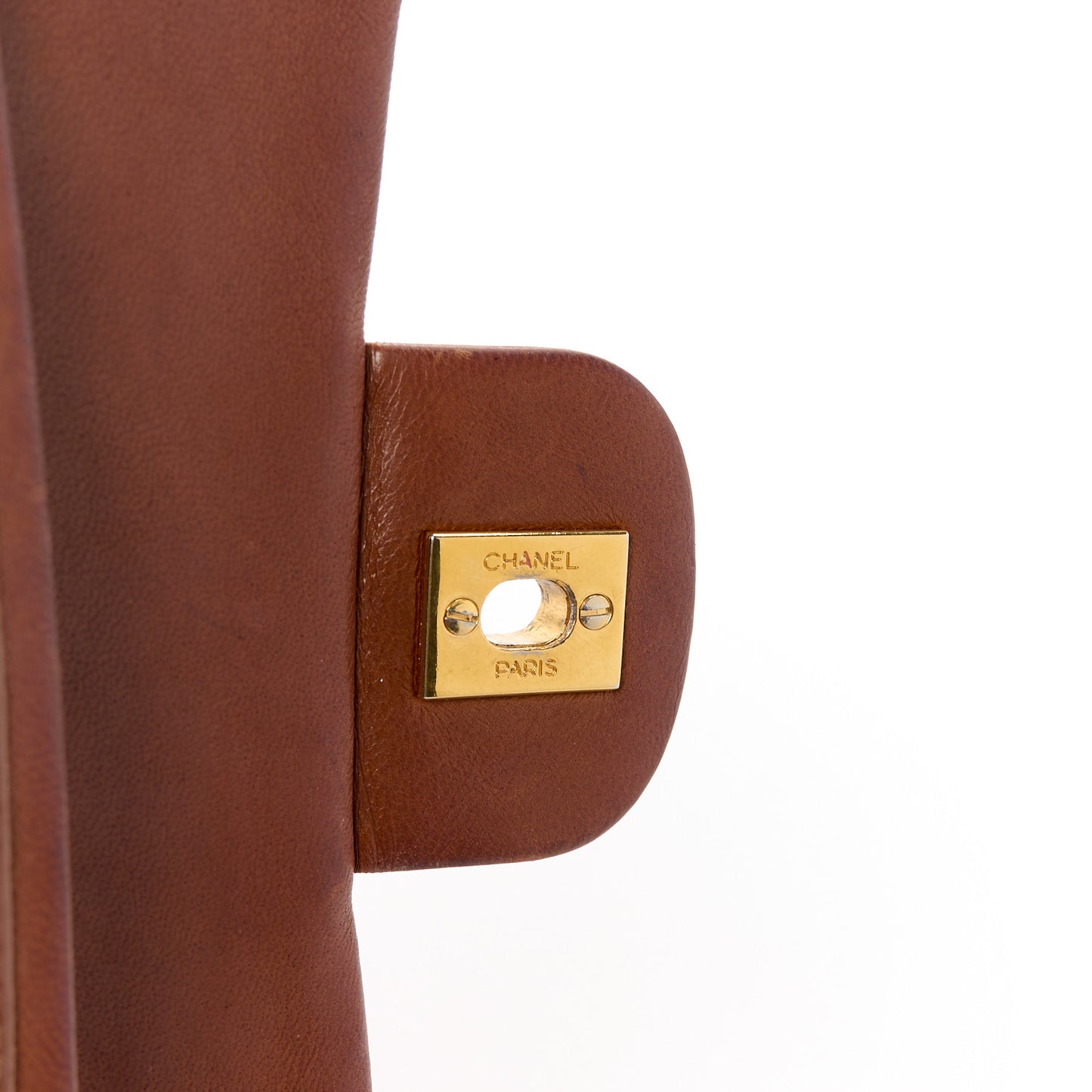 Lambskin Quilted Medium Double Flap Brown