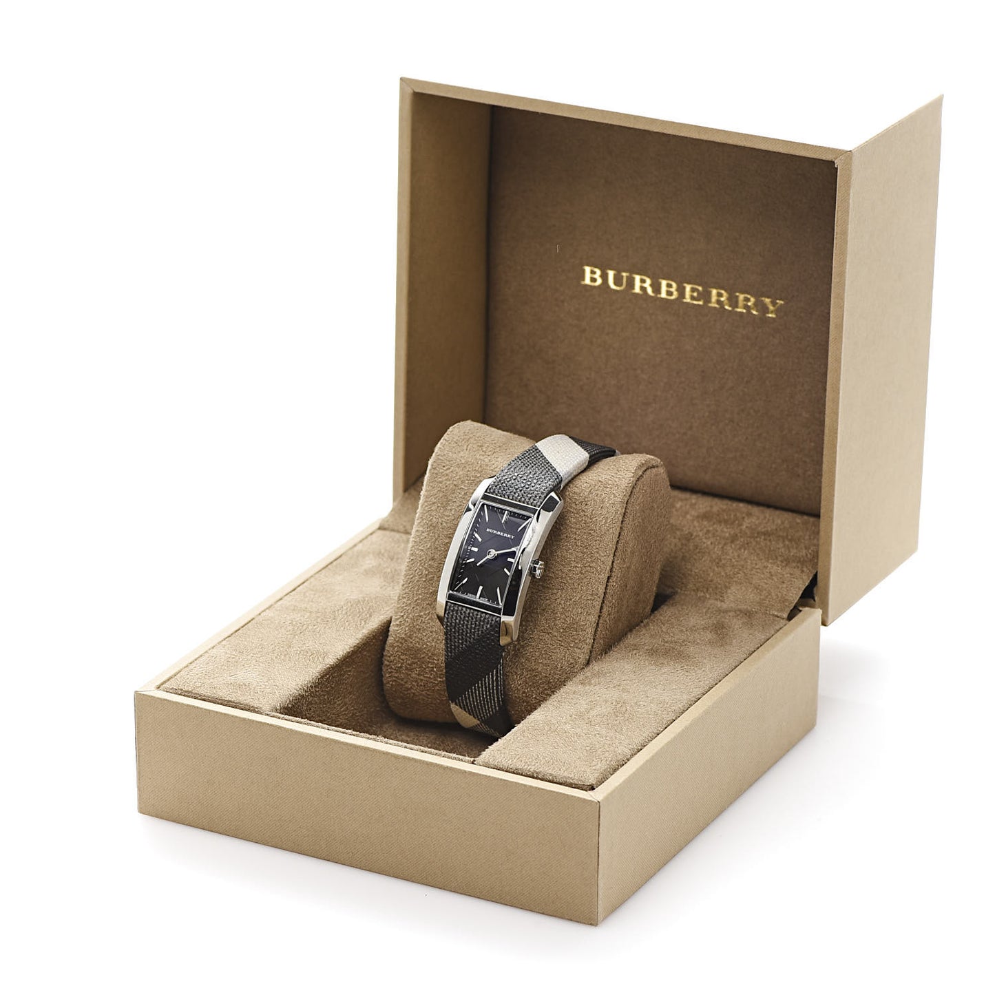 Stainless Steel Calfskin 20mm Heritage Nova Check Quartz Watch Black BU9505