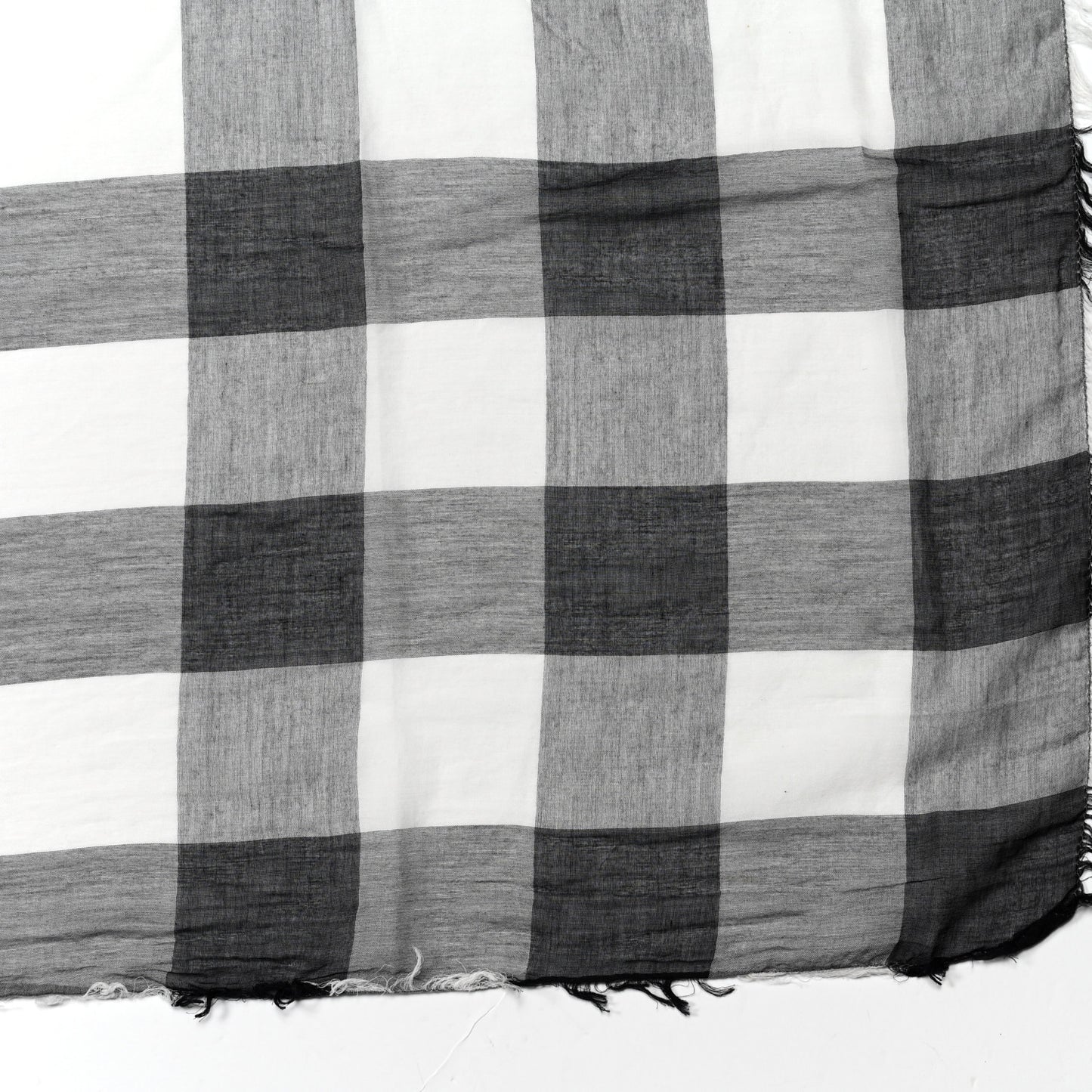 Silk Giant Check Scarf Ivory