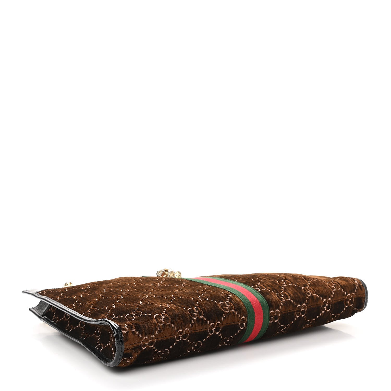 Gucci Velvet GG Monogram Large Rajah Chain Tote Brown 5 of 12