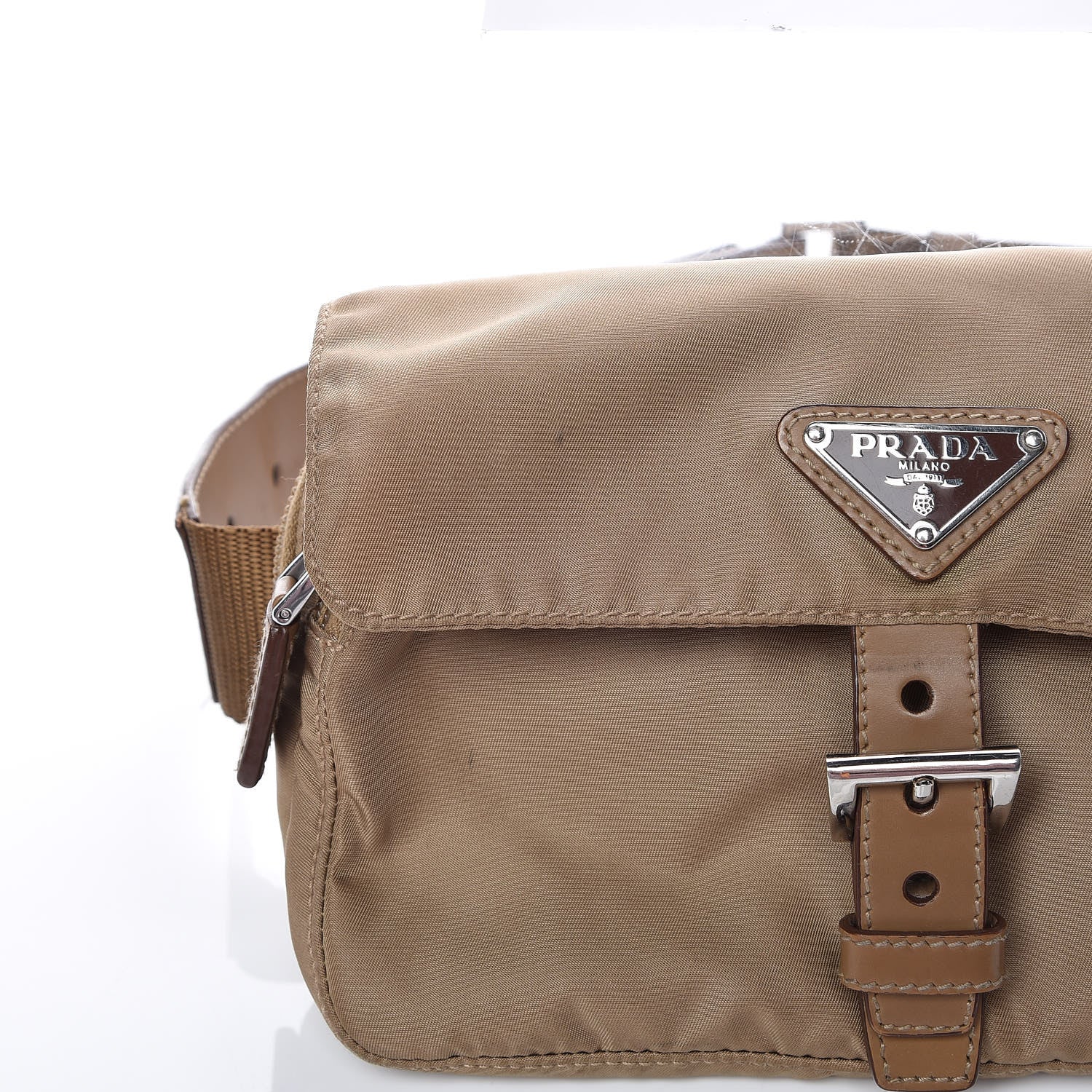 Prada Tessuto Nylon Saffiano Belt Bag Brown 11 of 11