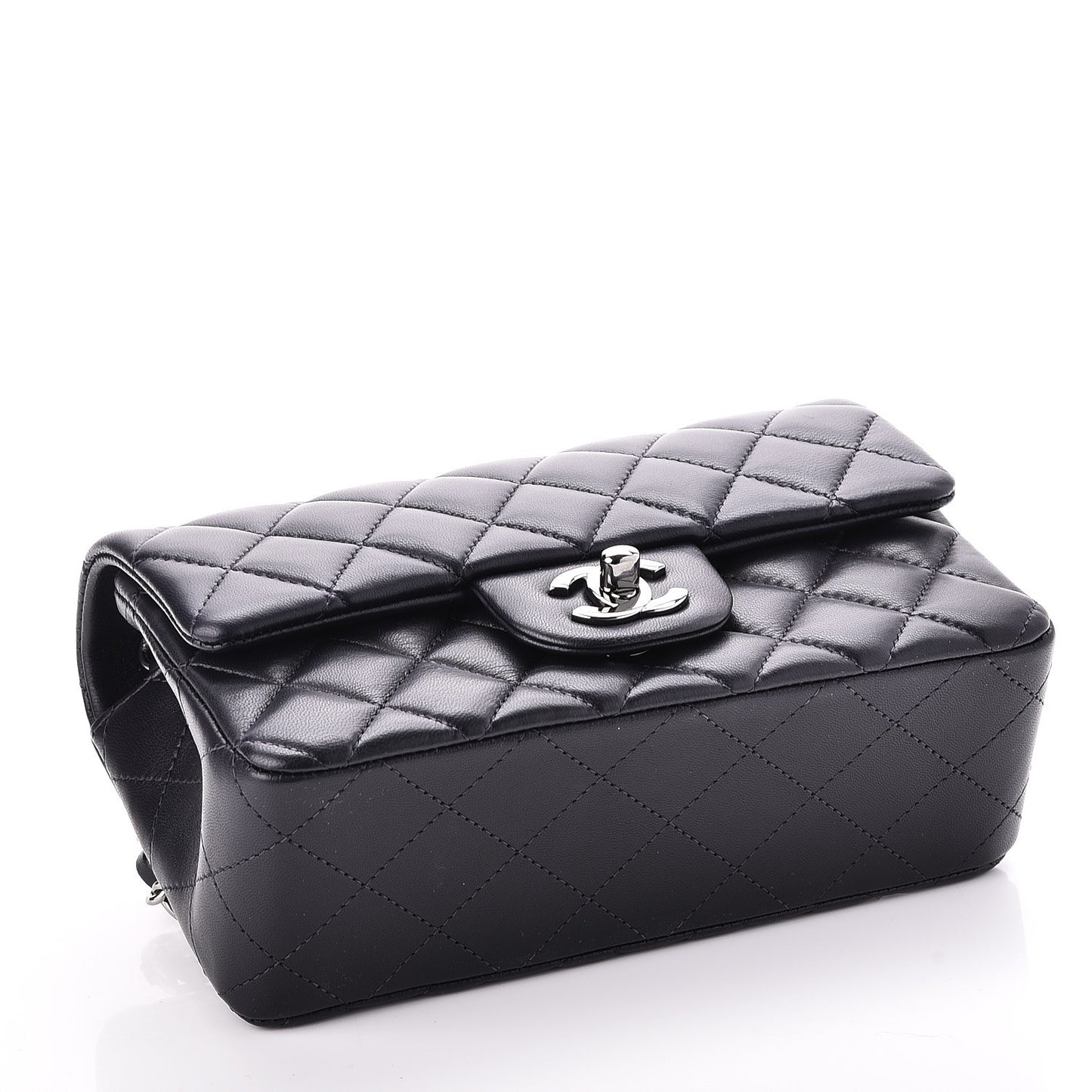 Lambskin Quilted Mini Rectangular Flap Dark Navy Blue
