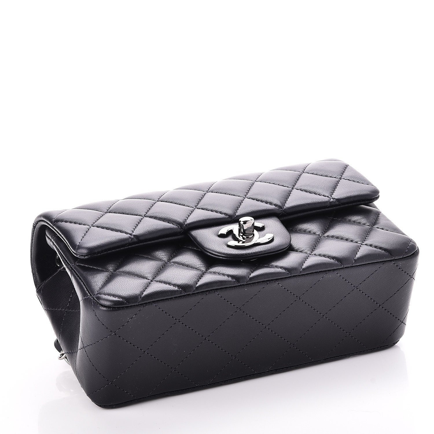 Chanel Lambskin Quilted Mini Rectangular Flap Dark Navy Blue 4 of 7