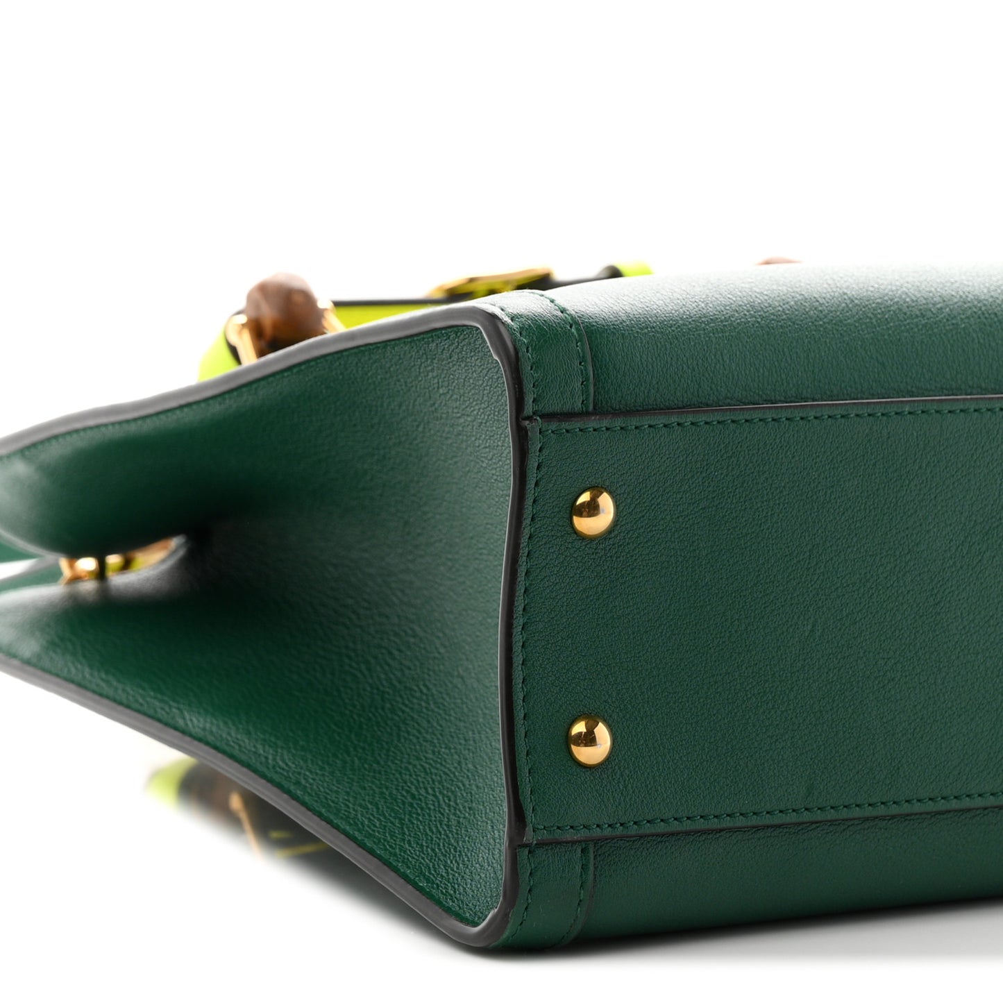 Wonka Grain Calfskin Small Diana Tote Bag Green Yellow Fluo