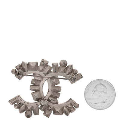 Chanel Baguette Crystal CC Brooch Black Silver 2 of 4