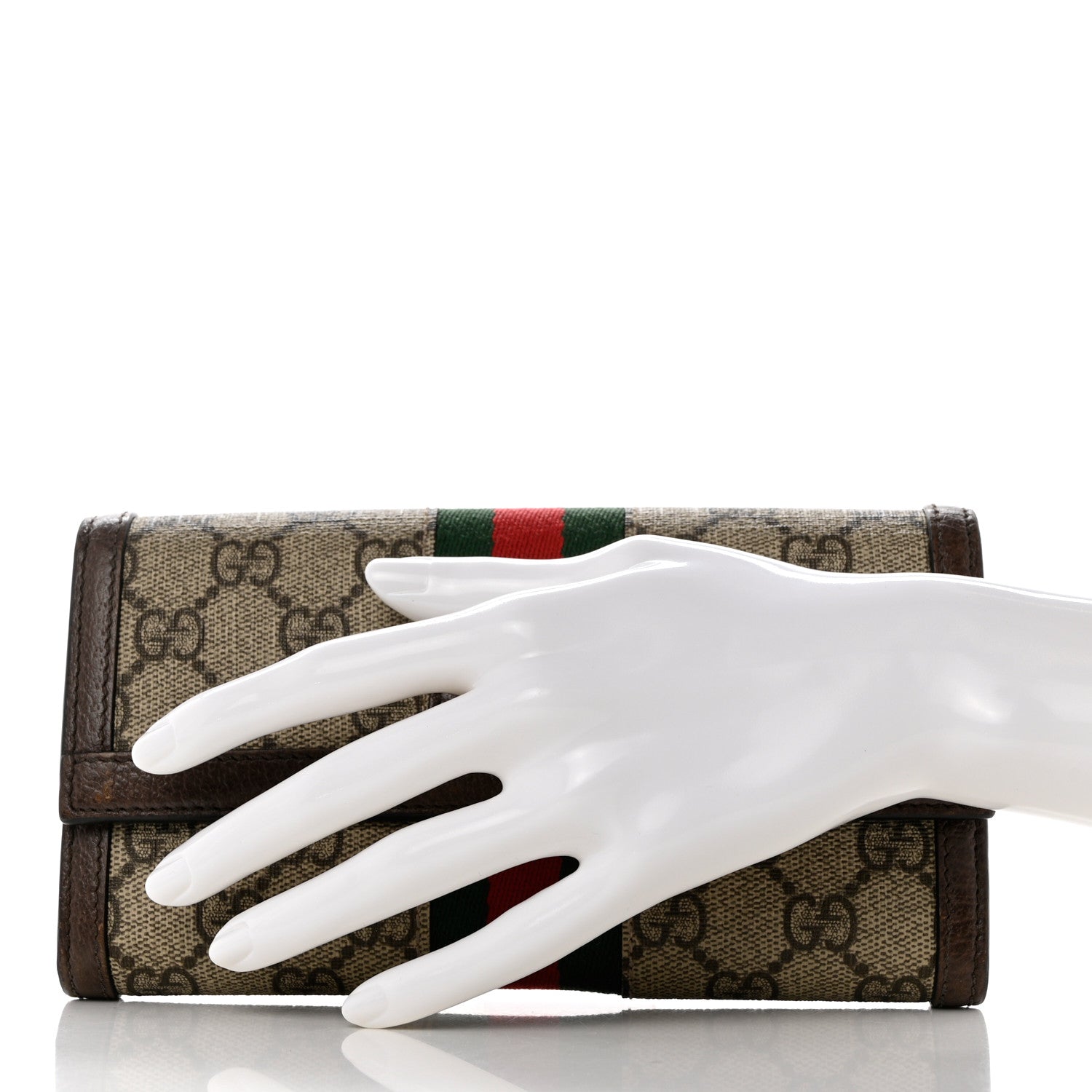 Gucci GG Supreme Monogram Web Ophidia Continental Wallet Brown 2 of 10