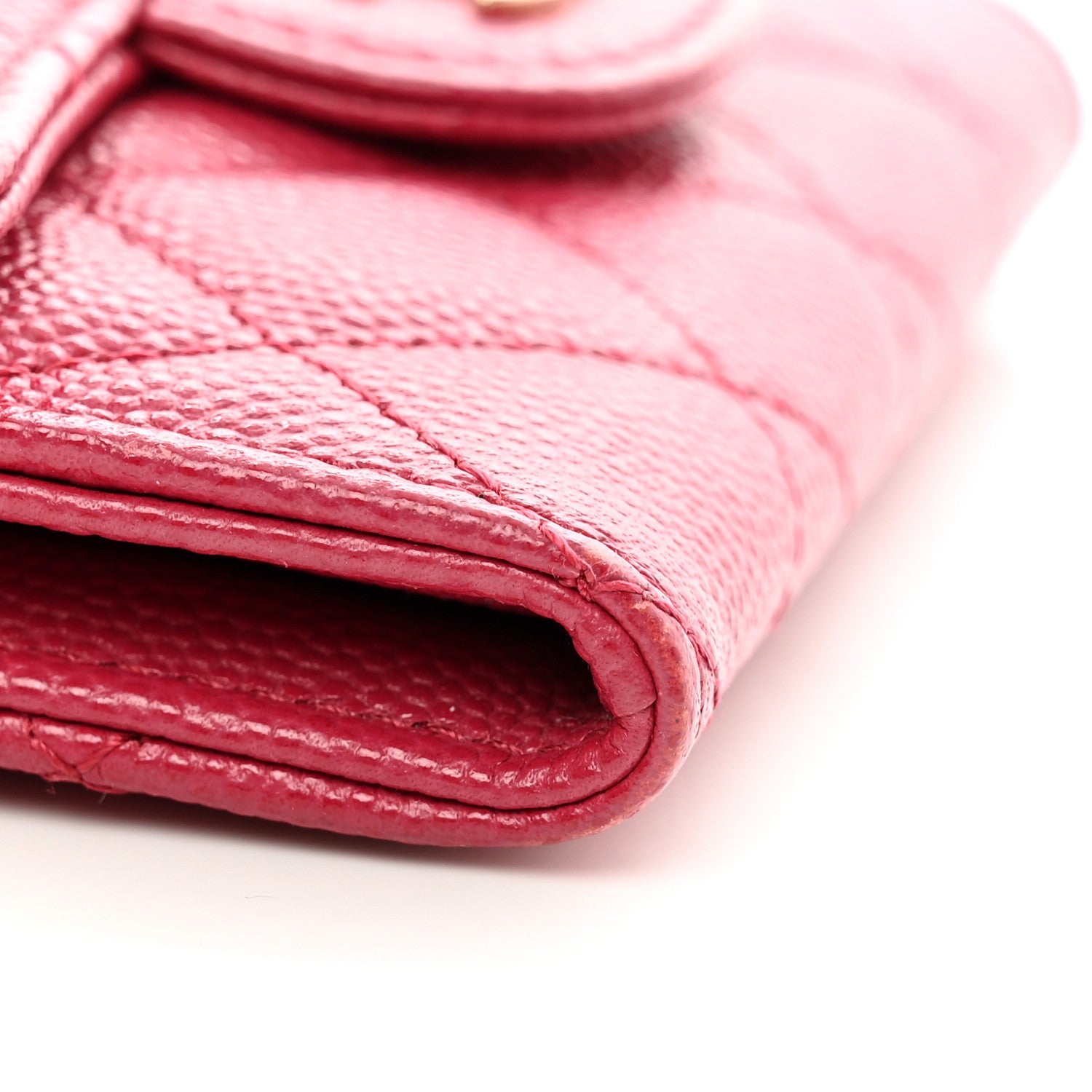 Chanel Caviar Quilted Flap Card Holder Wallet Dark Pink 9 of 12