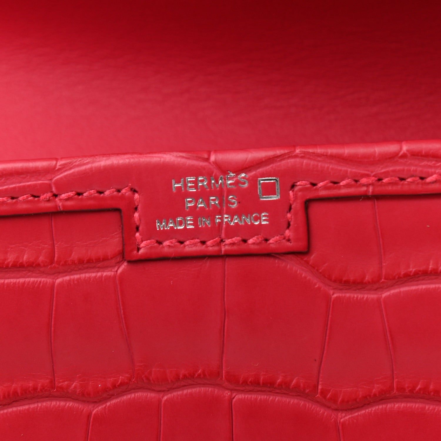 Hermes Matte Alligator Jige Duo Clutch Framboise 7 of 8