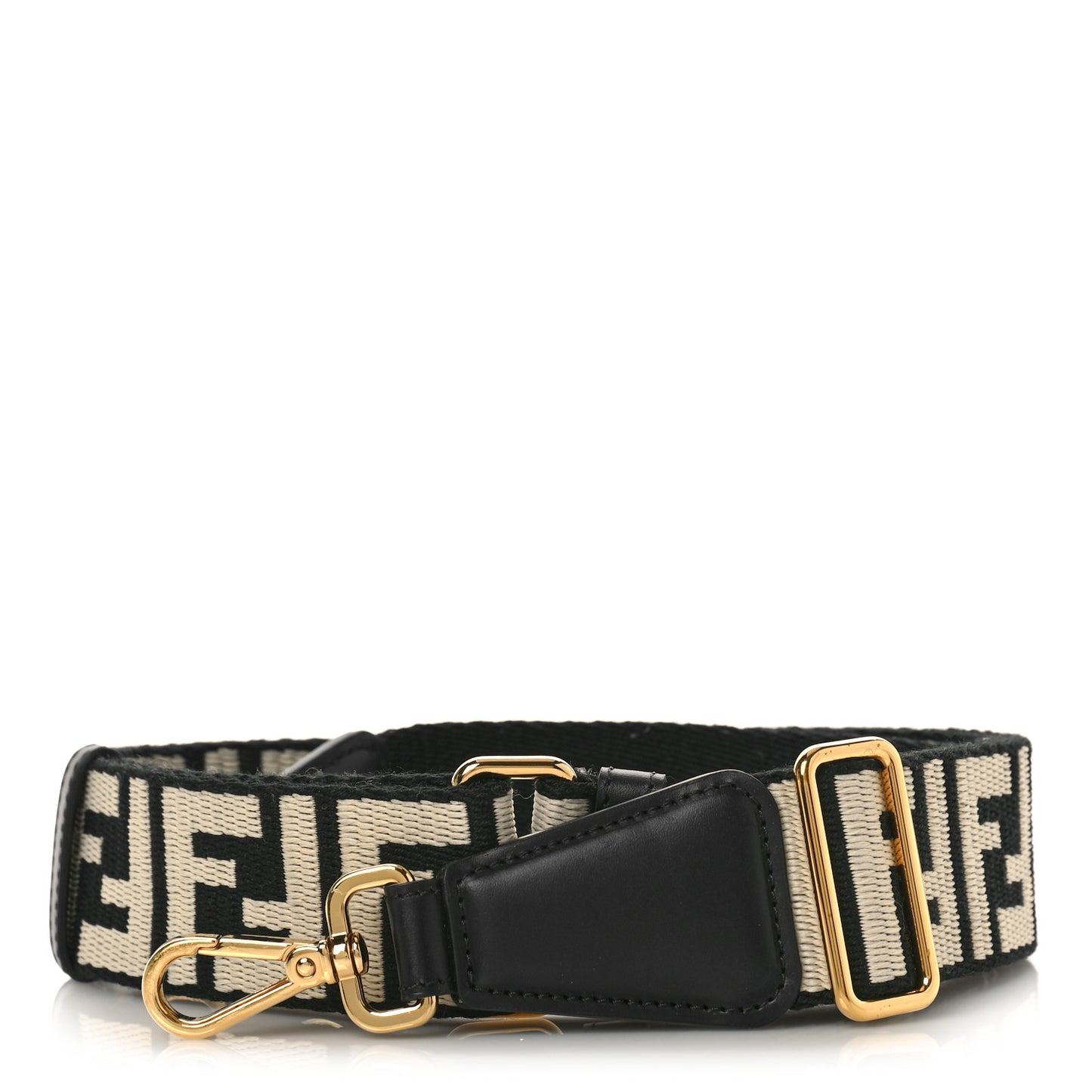 Jacquard Ribbon Vitello King FF Bi-Color Intreccio Adjustable Strap You Black White