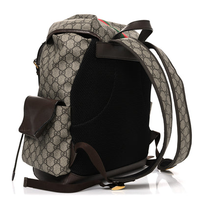 Gucci GG Supreme Monogram Medium Ophidia Double Buckle Backpack Brown 3 of 12