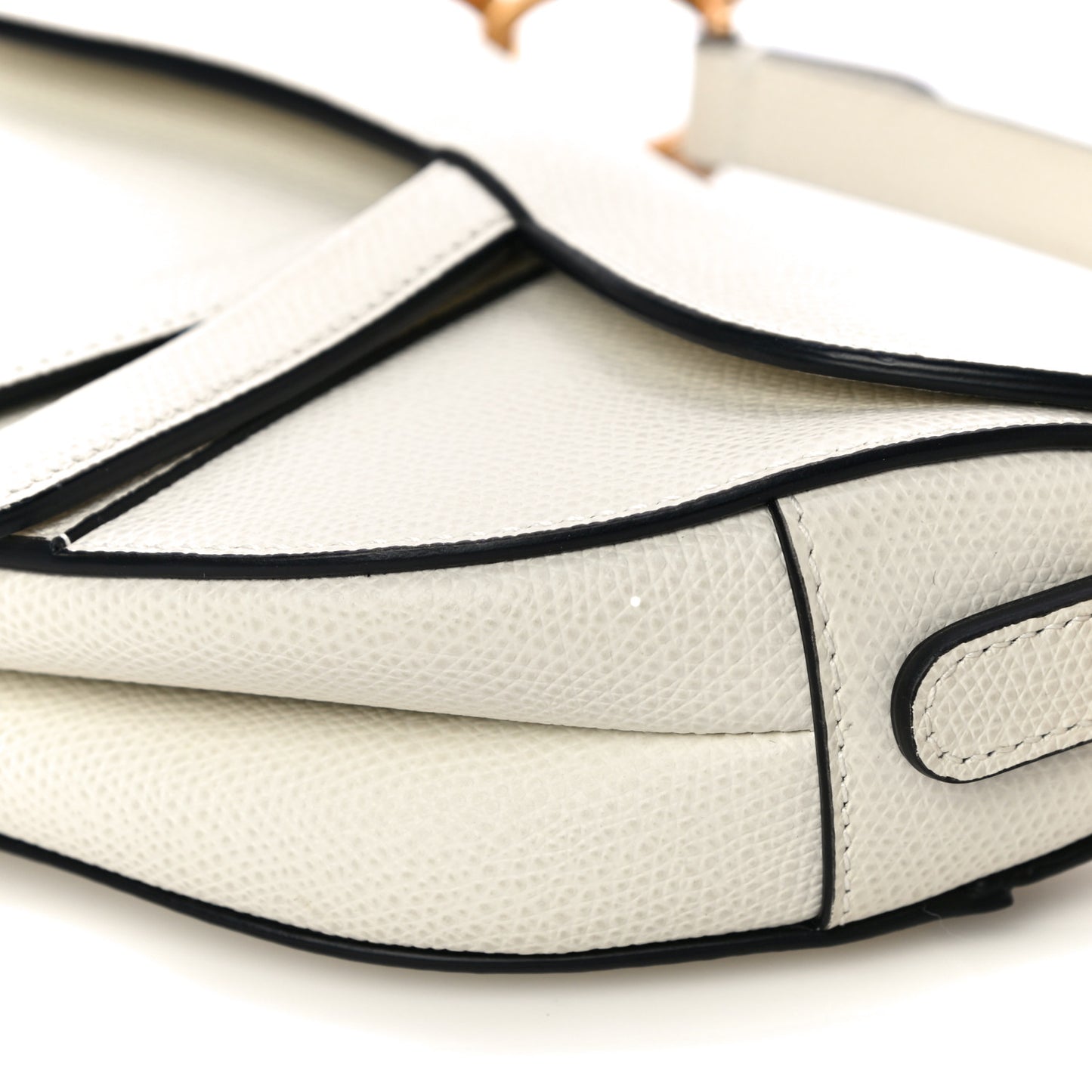 Grained Calfskin Saddle Bag White