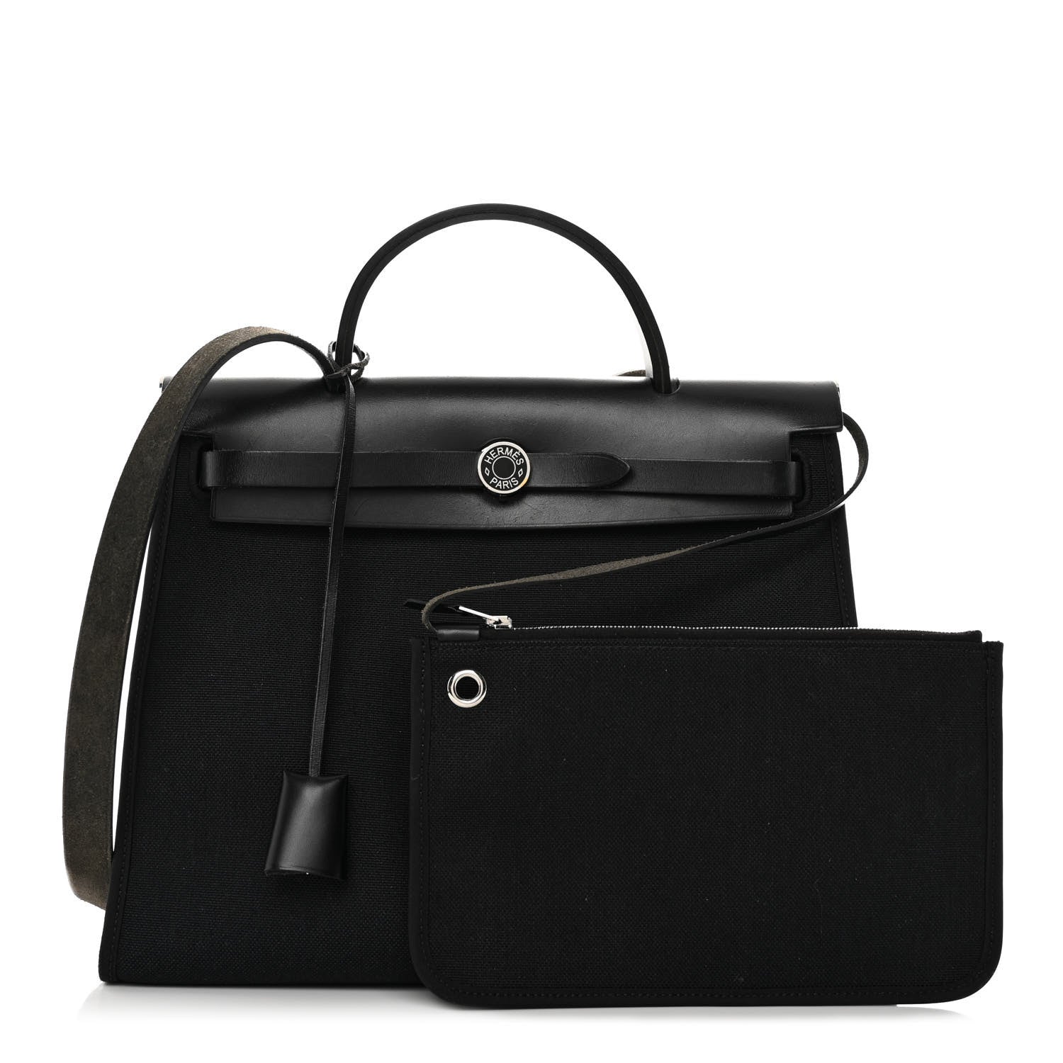Hermes Military Toile Vache Hunter Herbag Zip PM 31 Black 1 of 11