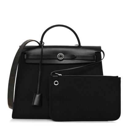 Hermes Military Toile Vache Hunter Herbag Zip PM 31 Black 1 of 11