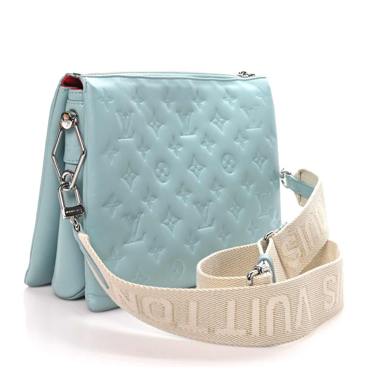 Louis Vuitton Lambskin Embossed Monogram Coussin PM Bleu 3 of 10