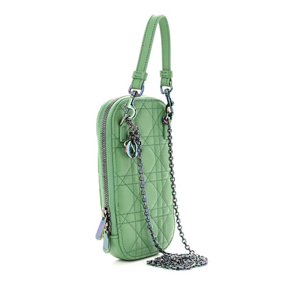 Christian Dior Lambskin Cannage Lady Dior Phone Holder Green 3 of 10