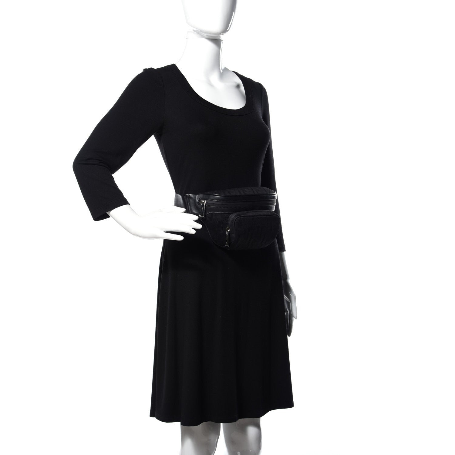 Fendi Neoprene Mesh Vitello Grace FF Pocket Belt Bag Black 2 of 11