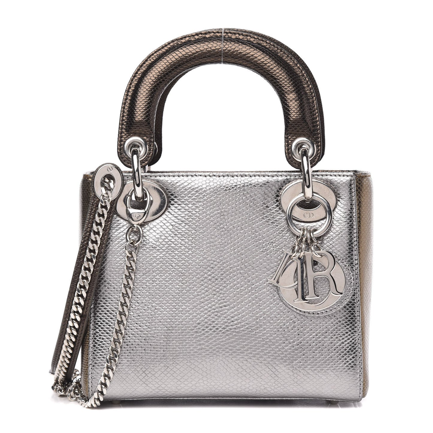 Metallic Karung Mini Lady Dior Silver Bronze