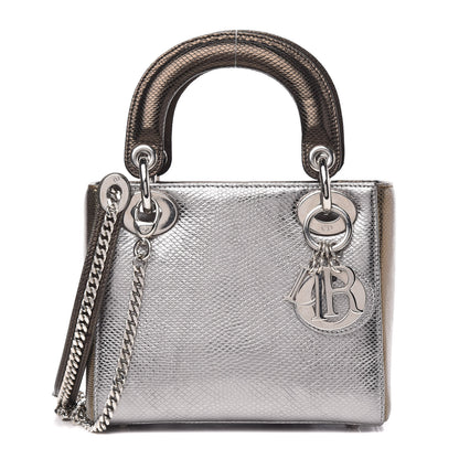 Christian Dior Metallic Karung Mini Lady Dior Silver Bronze 1 of 12
