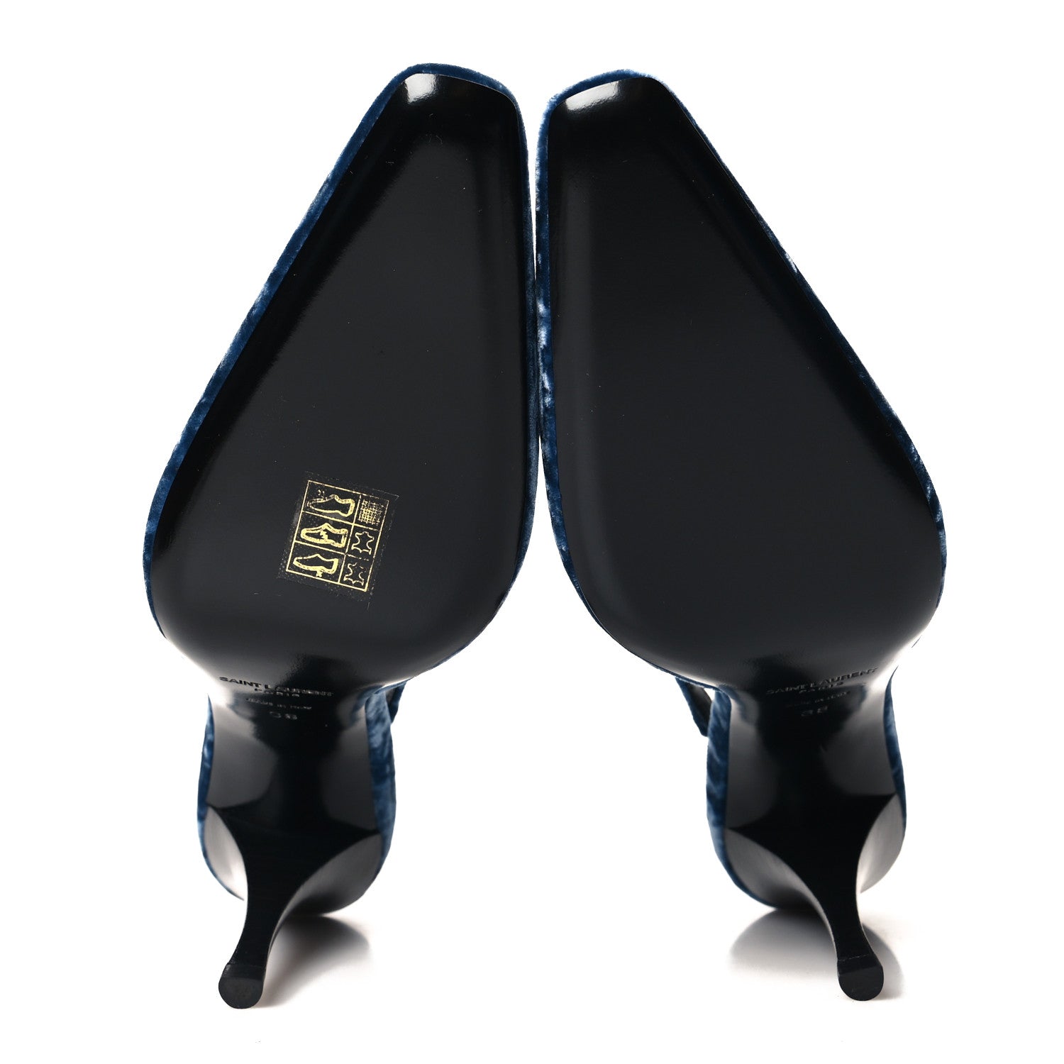 Saint Laurent Velvet Tom 90 Dream Slingback Pumps 38 Denim 5 of 9