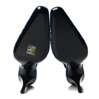 Saint Laurent Velvet Tom 90 Dream Slingback Pumps 38 Denim 5 of 9