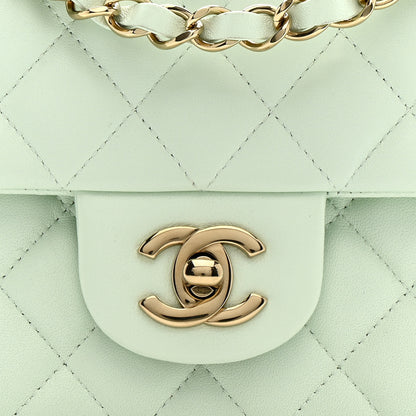 Chanel Lambskin Quilted Mini Rectangular Flap Light Green 8 of 10