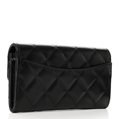 Chanel Caviar Quilted Medium Gusset Flap Wallet Black 3 of 8