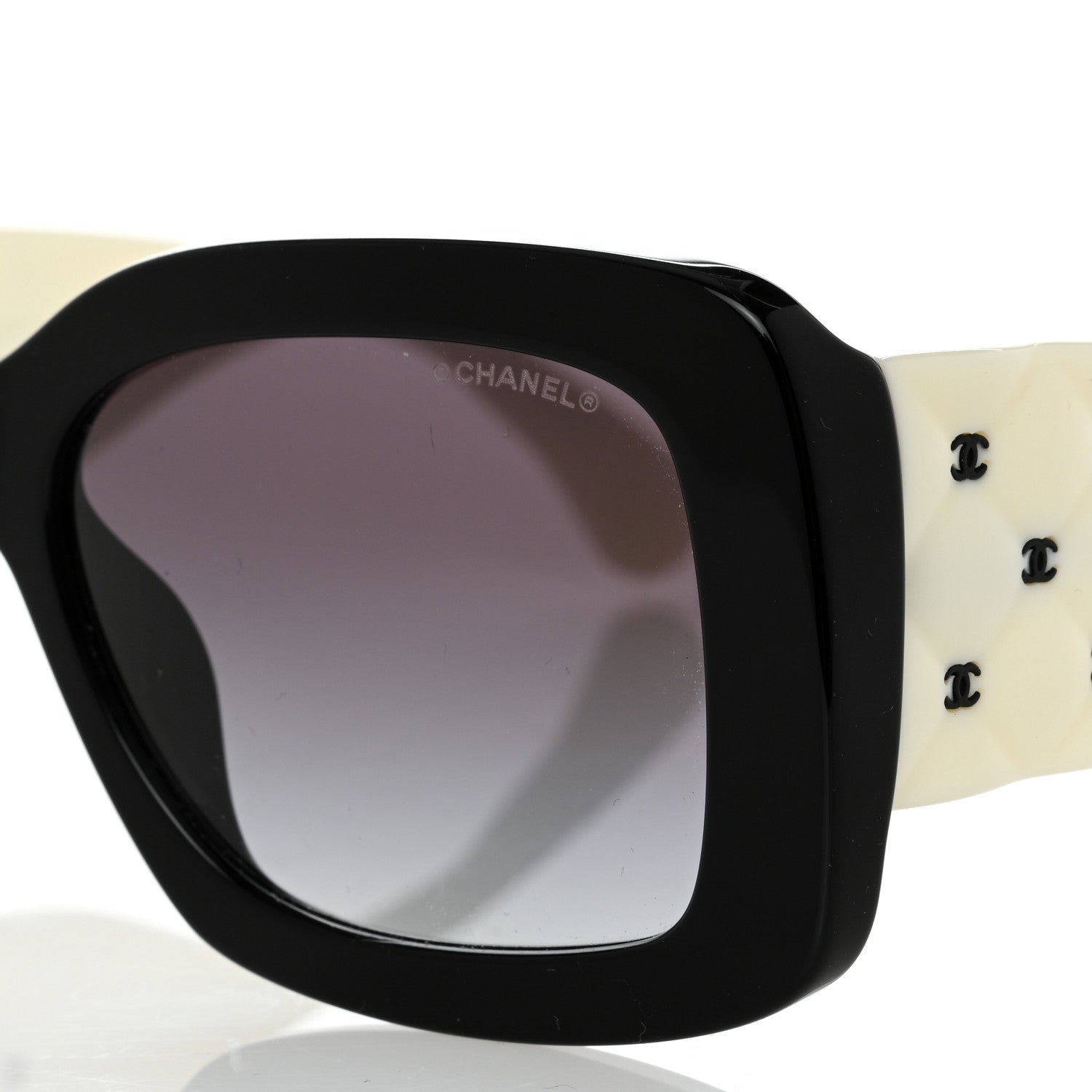 Chanel Acetate Quilted CC Rectangle Sunglasses 5483-A White Black 8 of 8