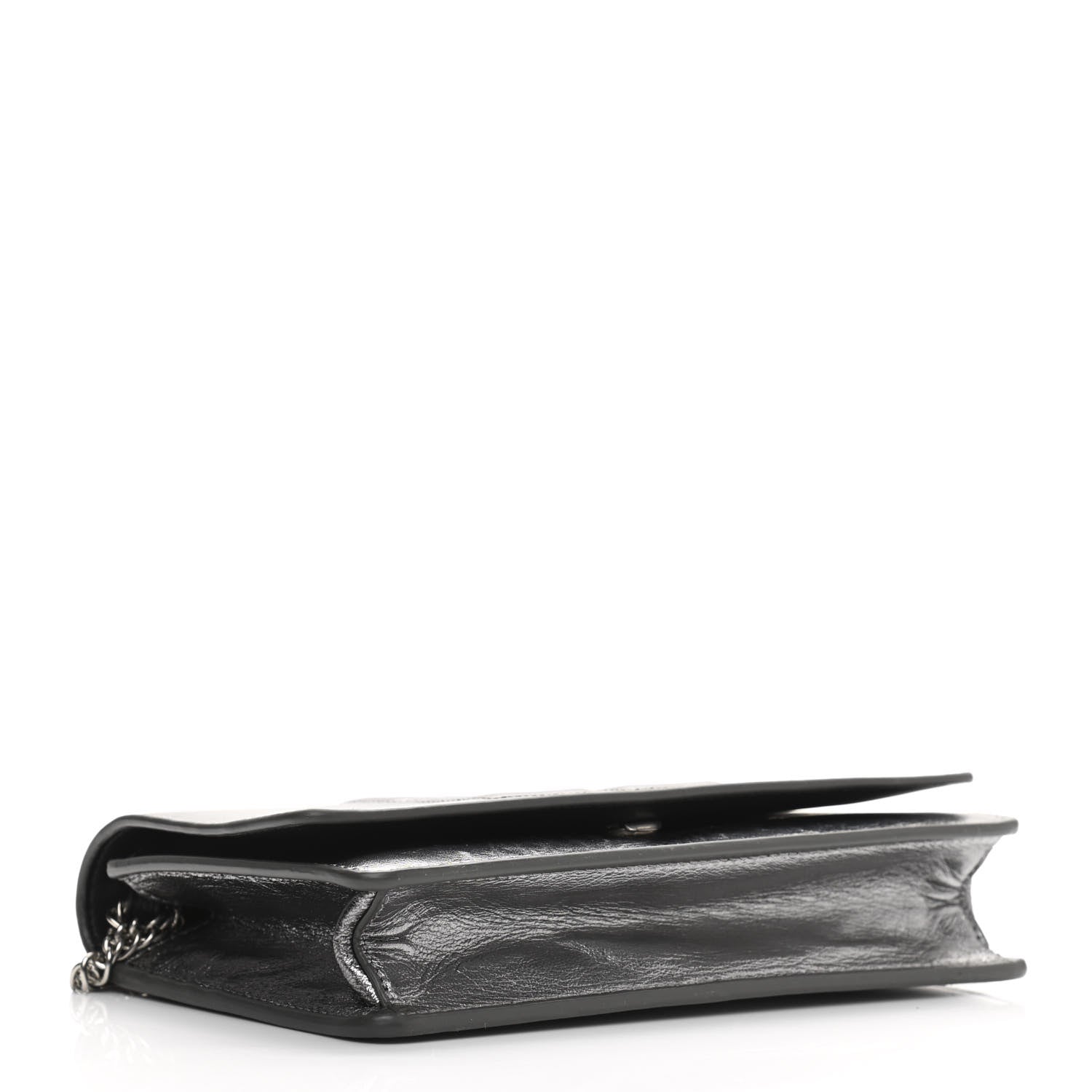 Givenchy Metallic Lambskin Logo Chain Wallet Silver 4 of 10