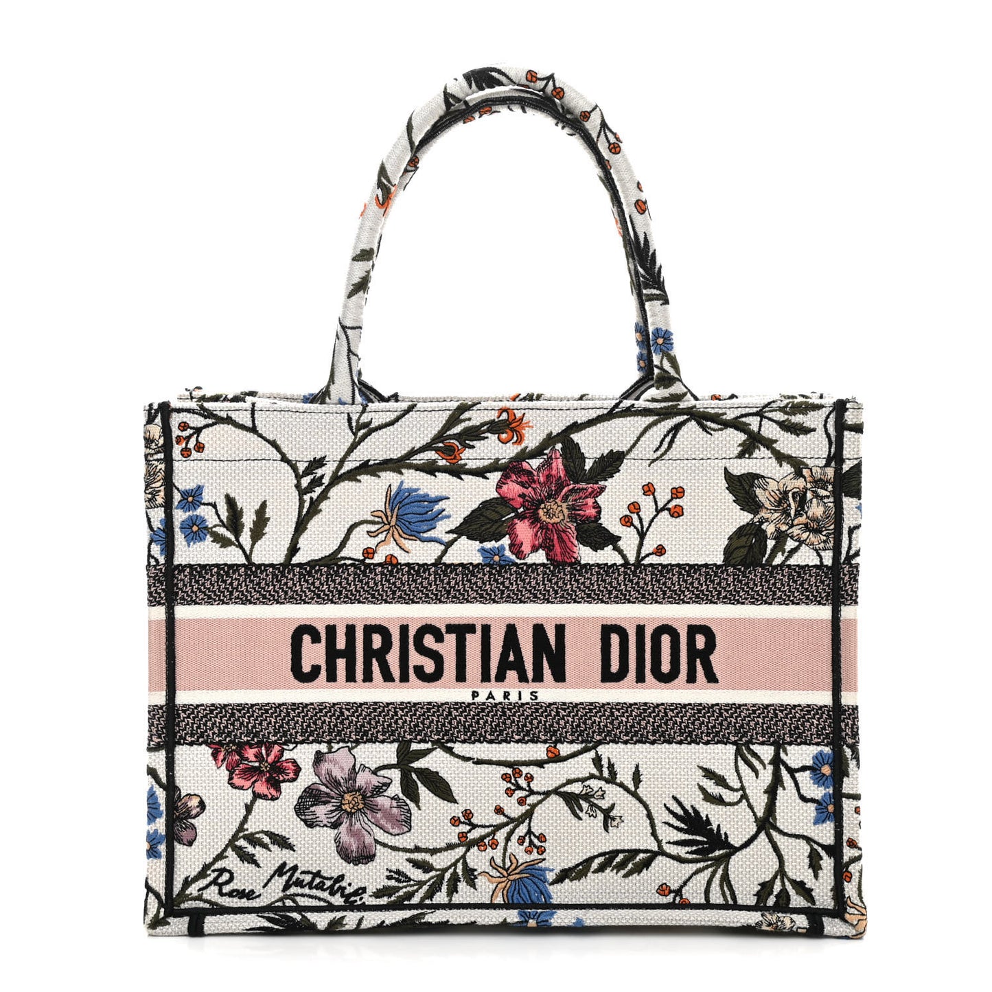 Canvas Embroidered Medium Rosa Mutabilis Book Tote Multicolor