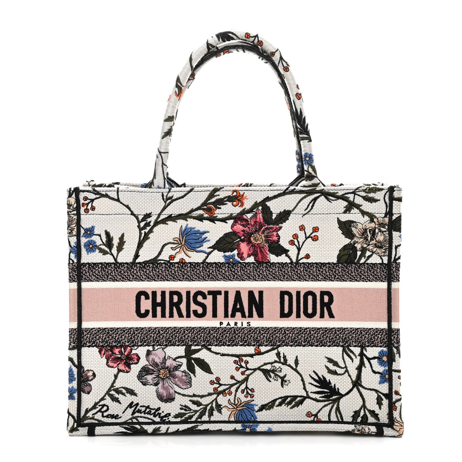 Christian Dior Canvas Embroidered Medium Rosa Mutabilis Book Tote Multicolor 1 of 9