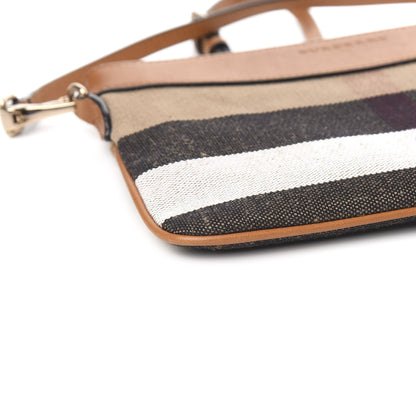 Burberry Mega Check Peyton Crossbody Clutch Bag Saddle Brown 9 of 11