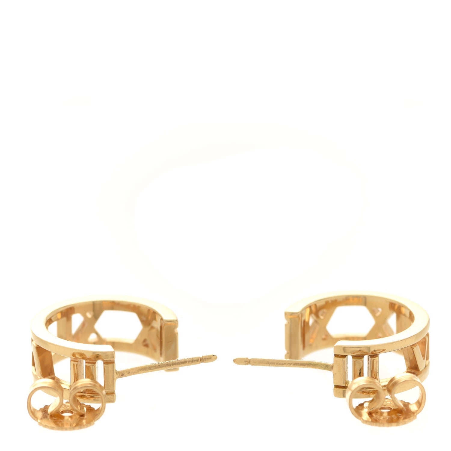Tiffany 18K Yellow Gold Mini Atlas Hoop Earrings 3 of 5