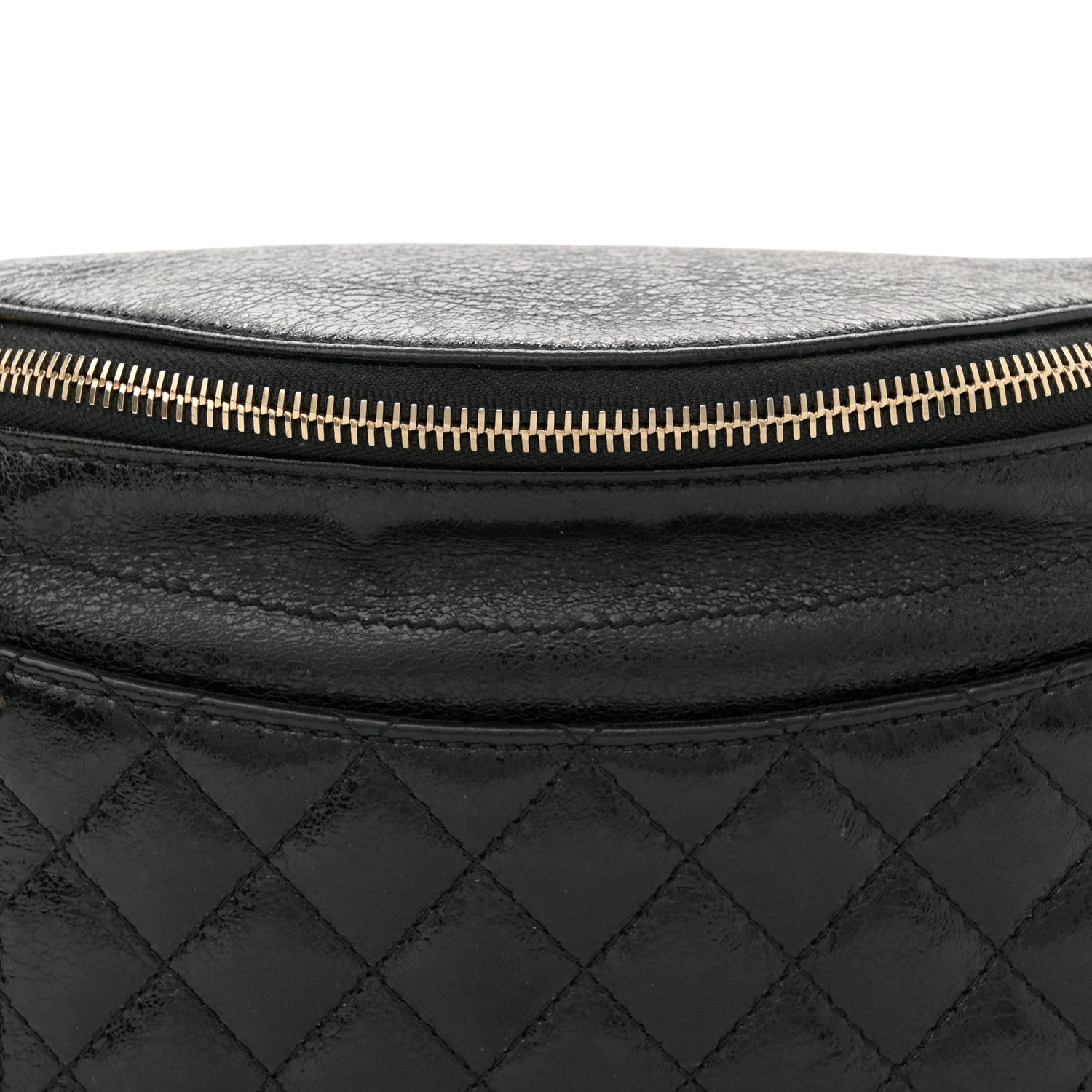 Chanel Crumpled Glazed Lambskin Quilted Waist Bag Fanny Pack Black 8 of 10