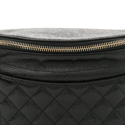 Chanel Crumpled Glazed Lambskin Quilted Waist Bag Fanny Pack Black 8 of 10